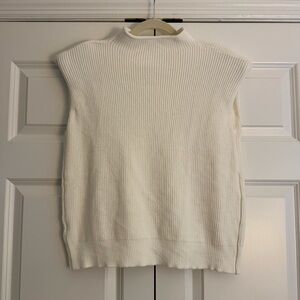 White Sleeveless Sweater with Shoulder Pads